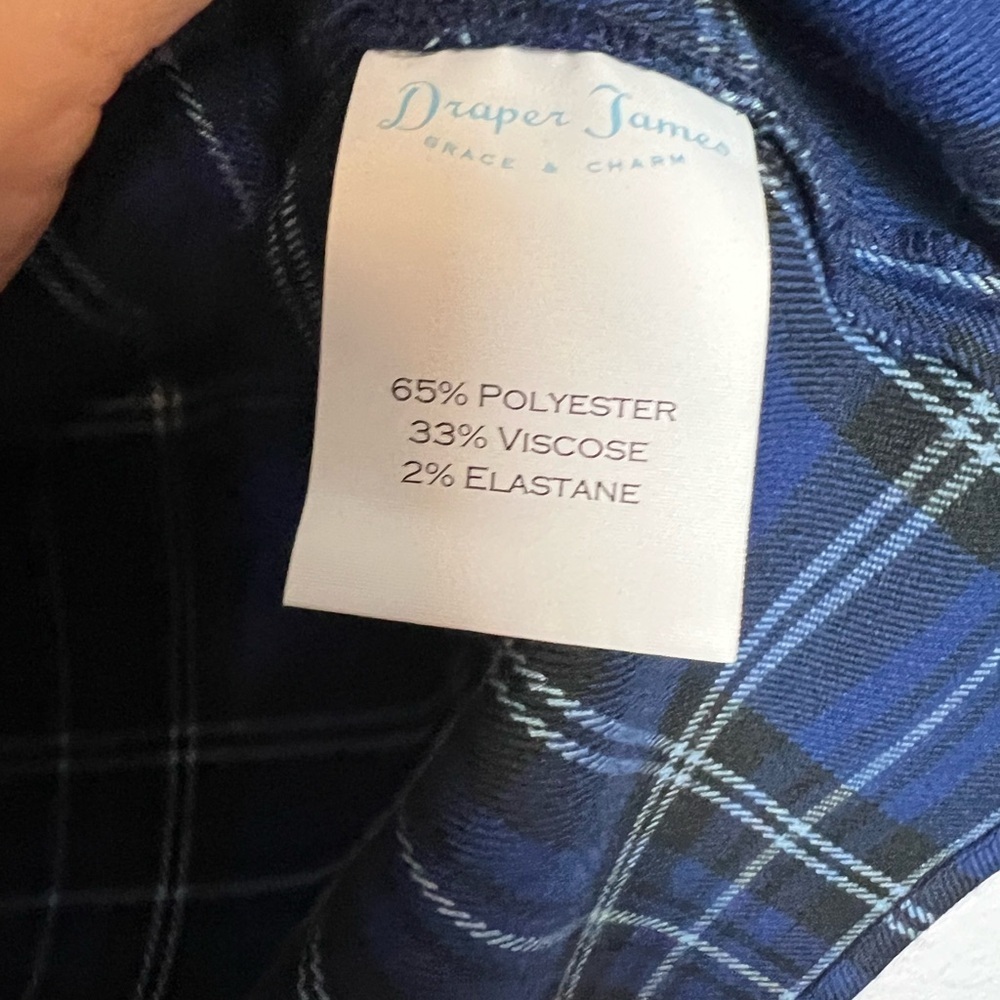 Draper James Blue Plaid Blouse Puff Sleeve Size 8 - Picture 6 of 9